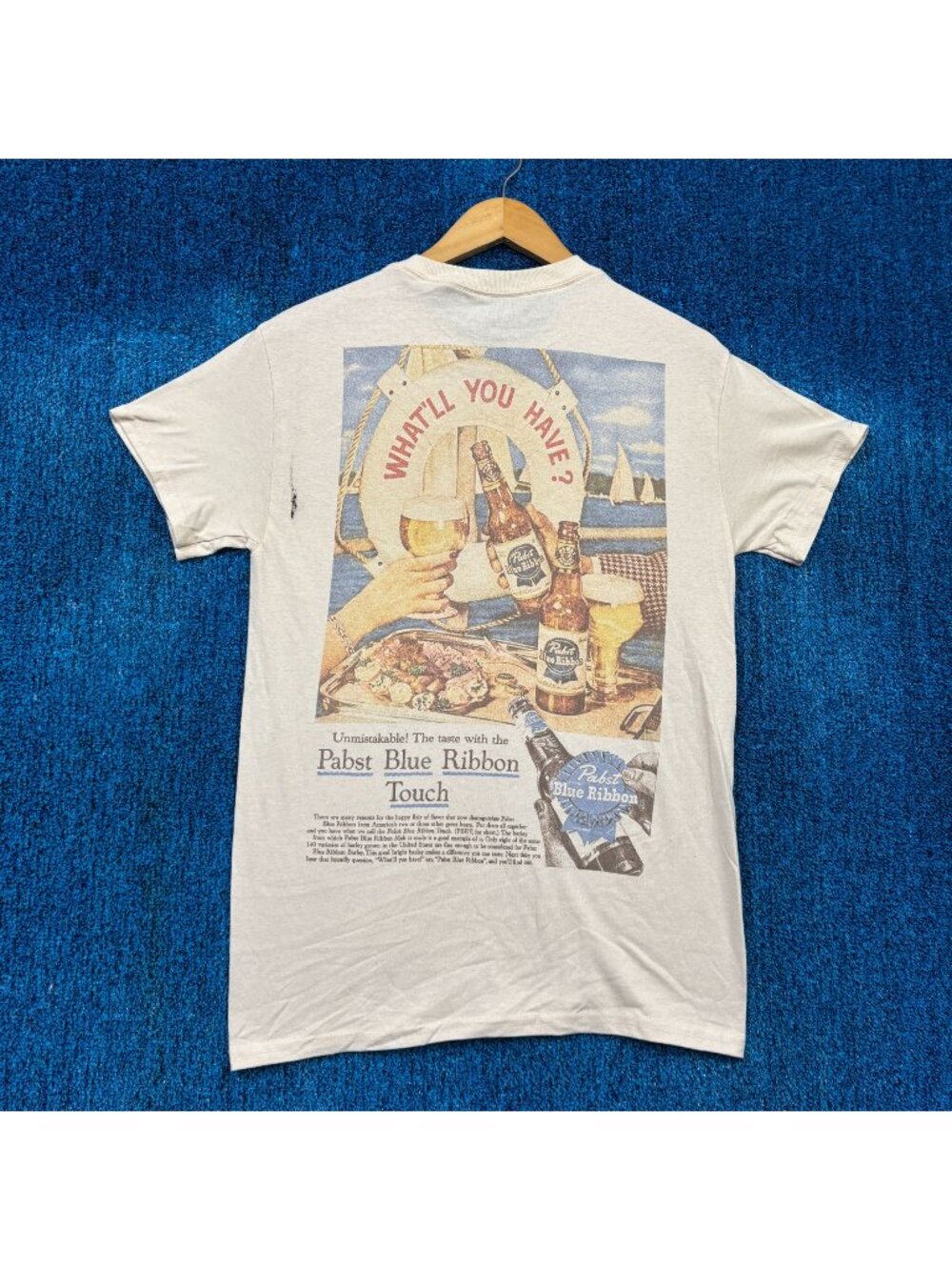 Pabst Blue Ribbon Beer Beige T-Shirt Size Large